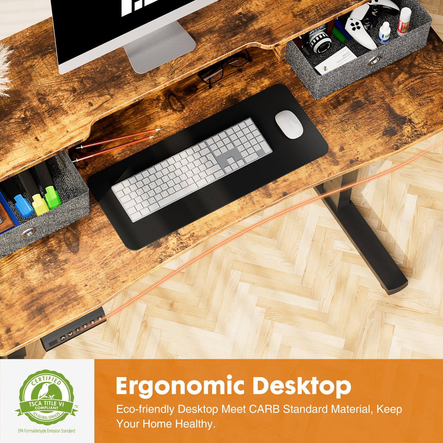 Ergonomic Electric Standing Desk with Storage Drawers and Memory Settings - Sweetcrispy Home Office