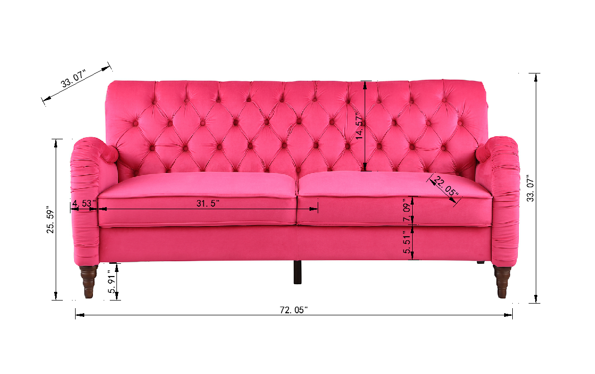 rose red  Chesterfield;3 seater ,modern sofa