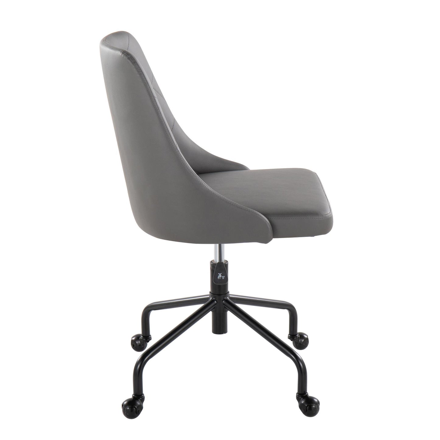 Marche Contemporary Adjustable Office Chair with Casters in Black Metal and Grey Faux Leather by LumiSource