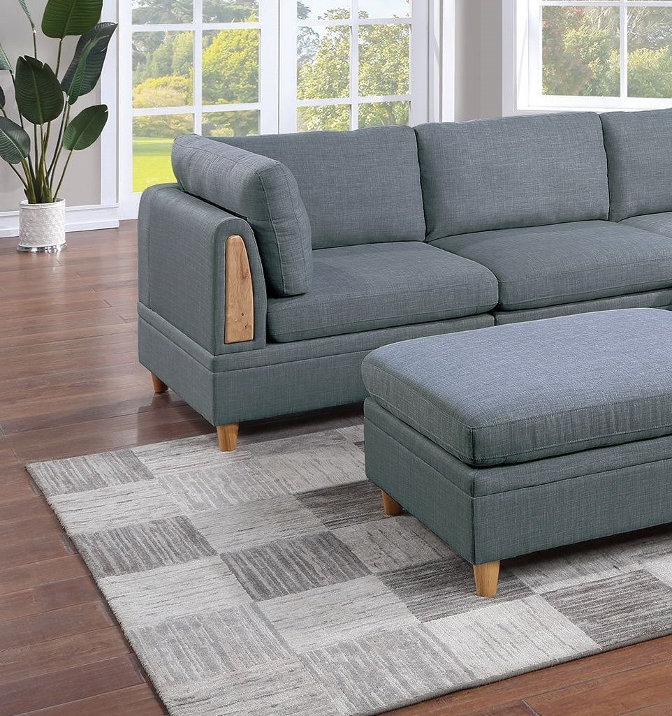 Contemporary 6-Piece Steel Gray Modular Sectional Sofa Set