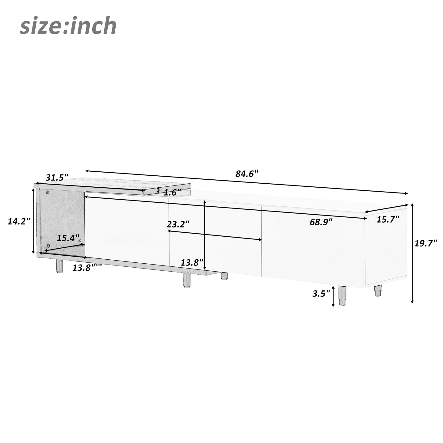 Sleek, Elegant White TV Stand with Ample Storage for 80+ inch TV