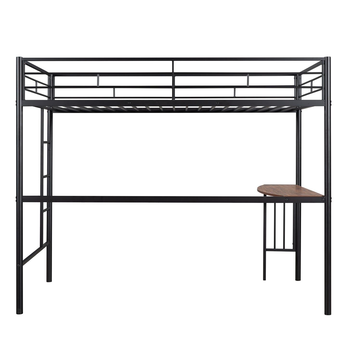 Metallic Black Bunk Bed with Desk and Full Over Twin Configuration