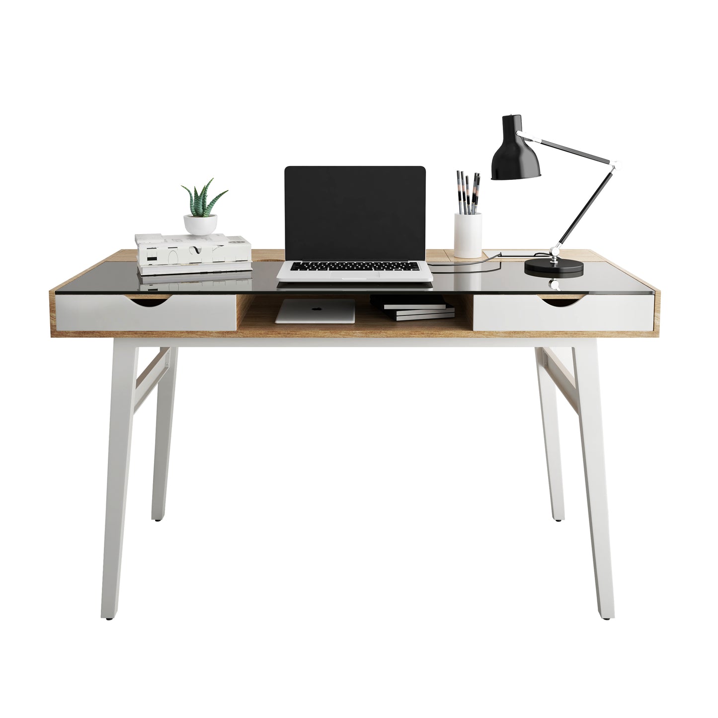 Stylish Walnut Computer Desk with Ample Storage