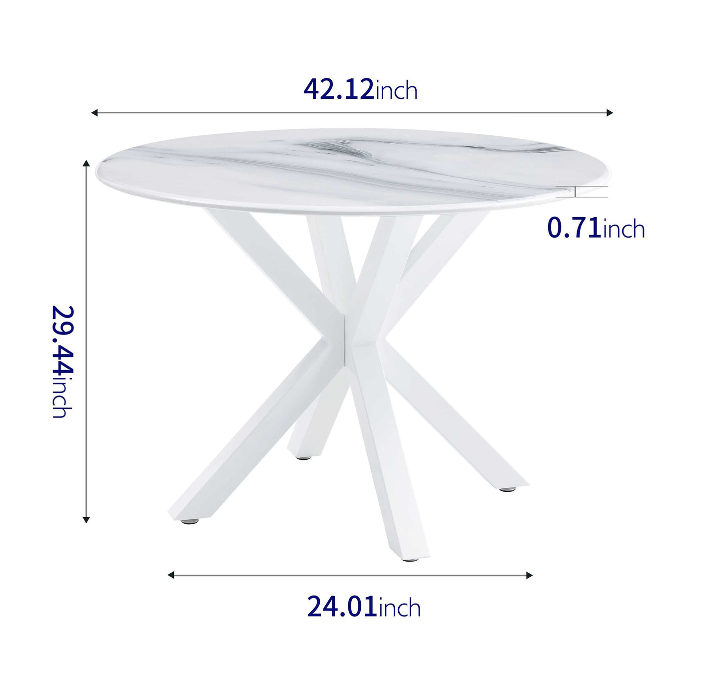 Modern White Round Dining Set with Cross-leg Table