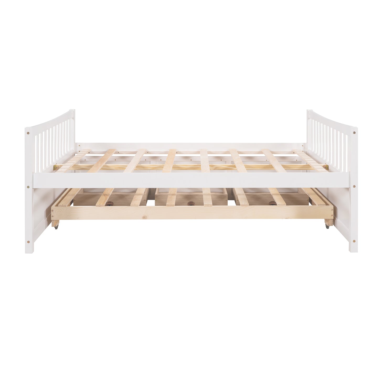 Full size Daybed with Twin size Trundle and Drawers, Full Size, White