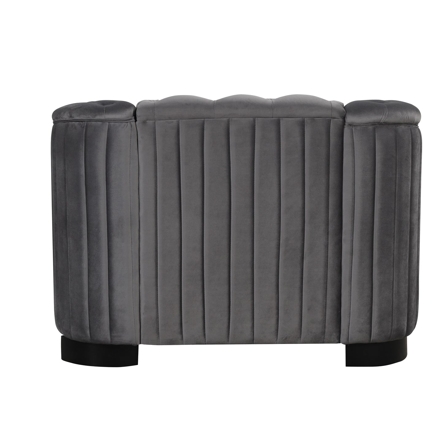 41.5 Gray Velvet Upholstered Accent Sofa with Durable Solid Wood Legs