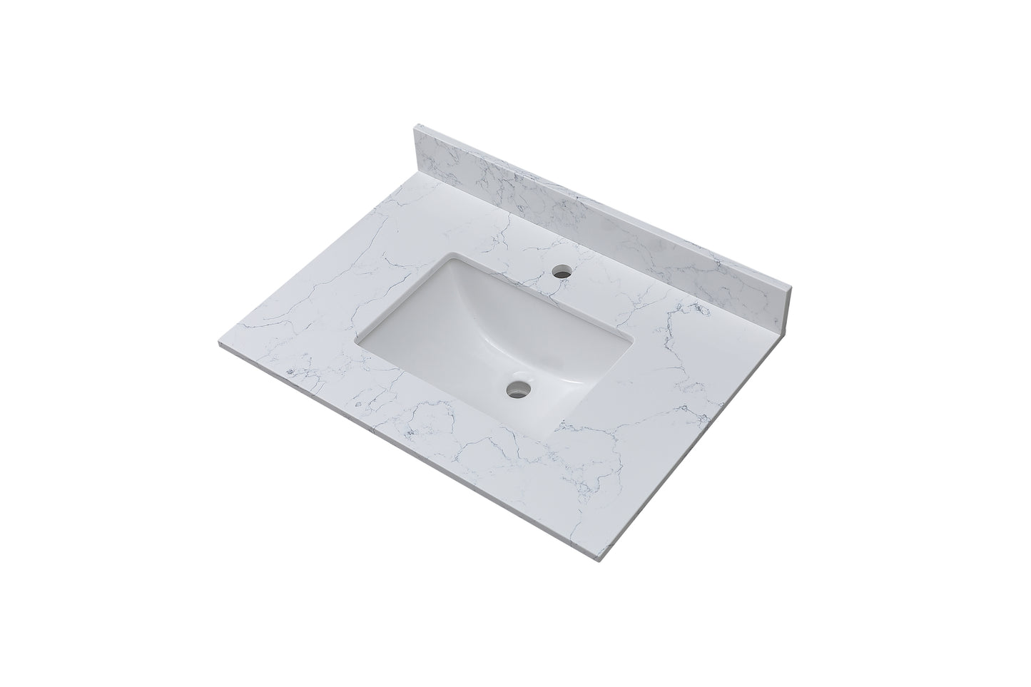 Montary 37"x 22" bathroom stone vanity top carrara jade  engineered marble color with undermount ceramic sink and single faucet hole with backsplash