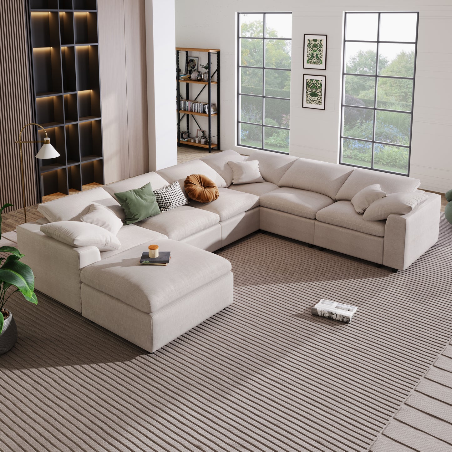 U_Style Oversized Modular Sectional Sofa with Ottoman L Shaped Corner Sectional for Living Room, Office, Spacious Space