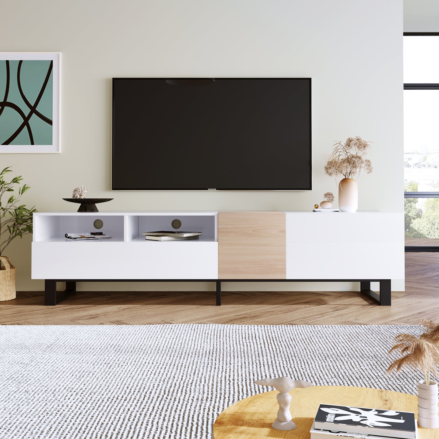 Entertainment Center: Sleek TV Stand with Double Storage for 80'' TV