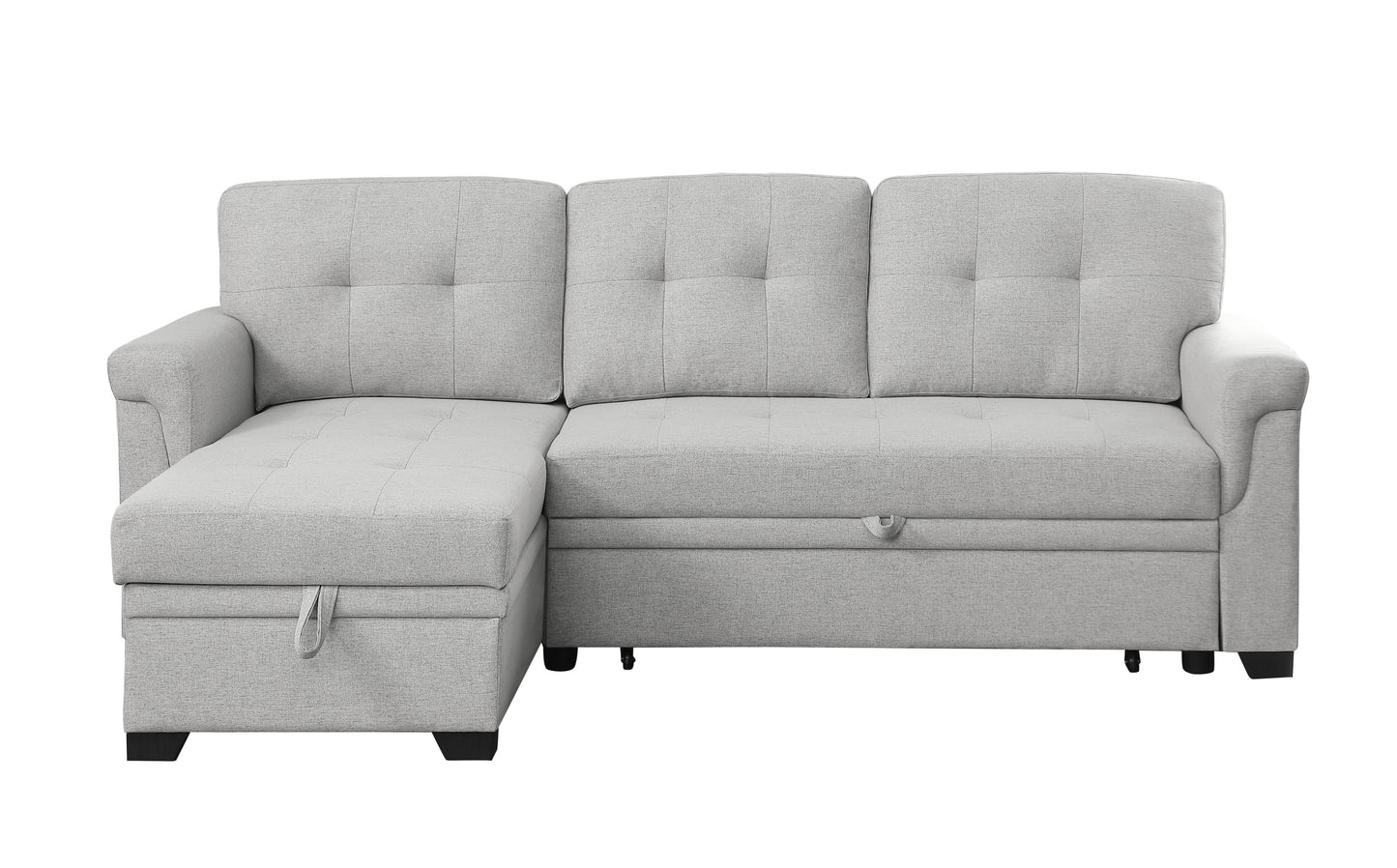 Hunter Light Gray Linen Sectional Sofa with Sleeper and Storage Chaise