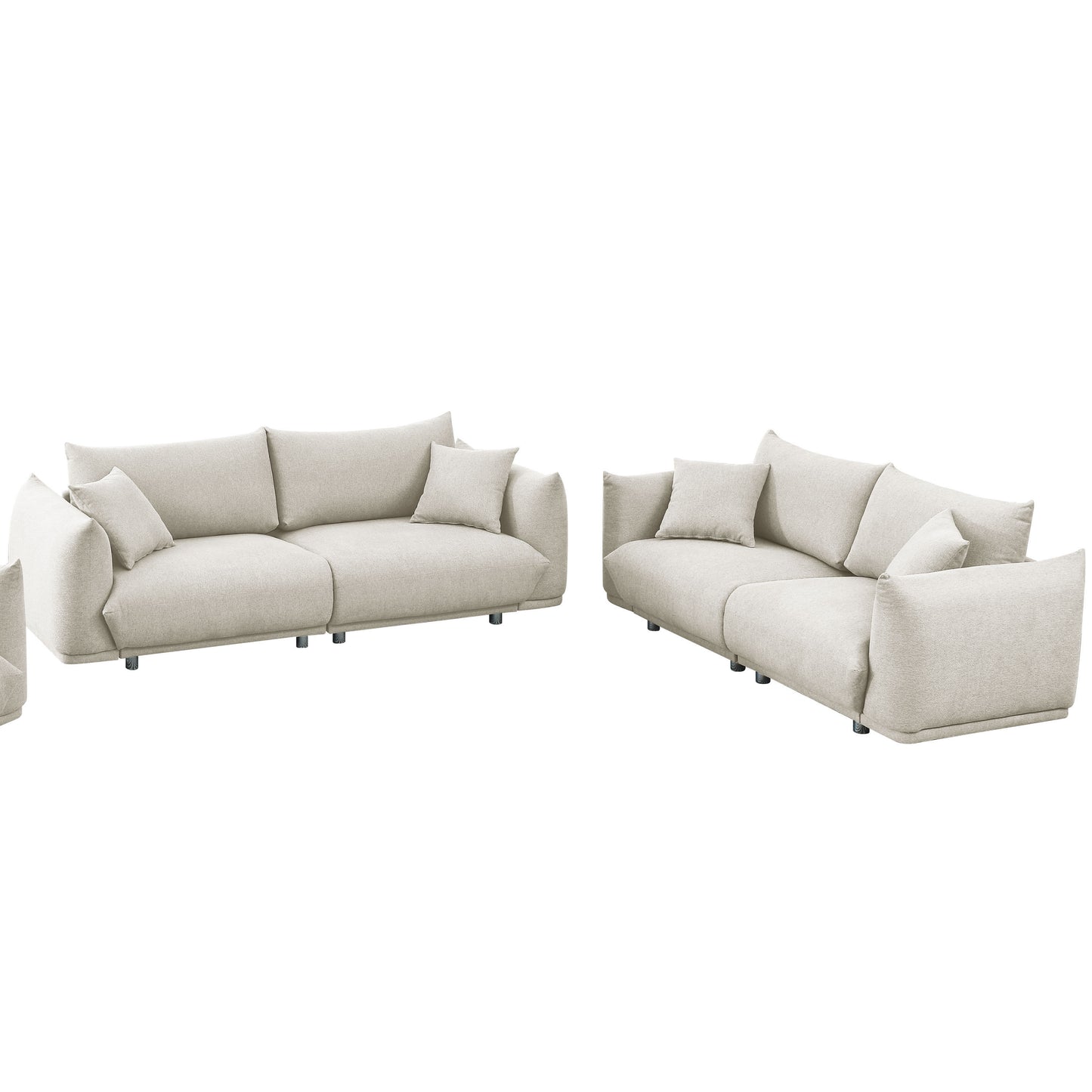 Modern 5-Seater Sofa Set with Solid Wood Frame and Metal Legs