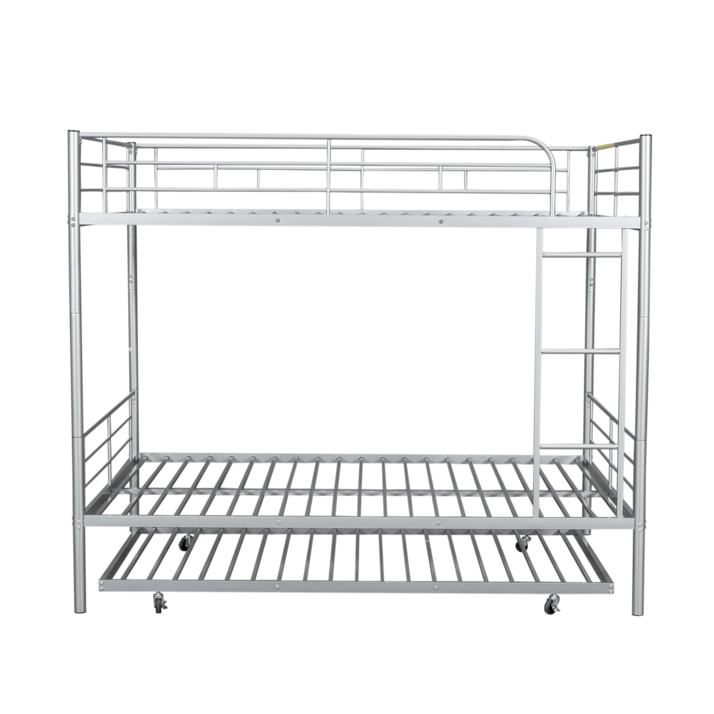 Silver Metal Full Over Full Bunk Bed Set with Trundle