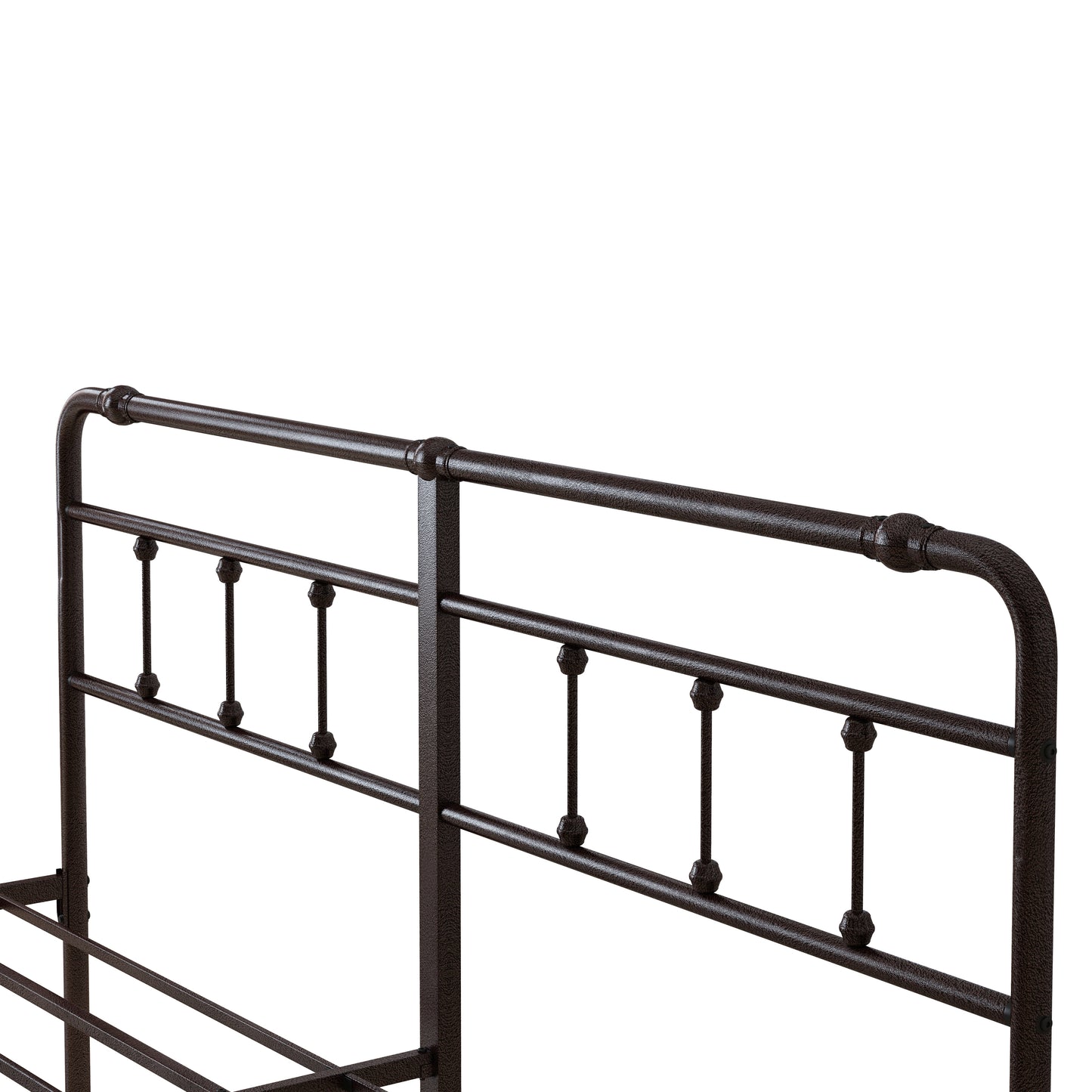 King Size Metal Platform Bed Frame with Victorian Style Wrought Iron-Art Headboard/Footboard, Deep Rustic Brown