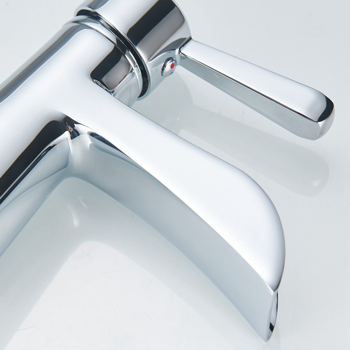 Chrome Waterfall Bathroom Sink Faucet with Single-Handle Low-Arc Design and Pop-up Drain