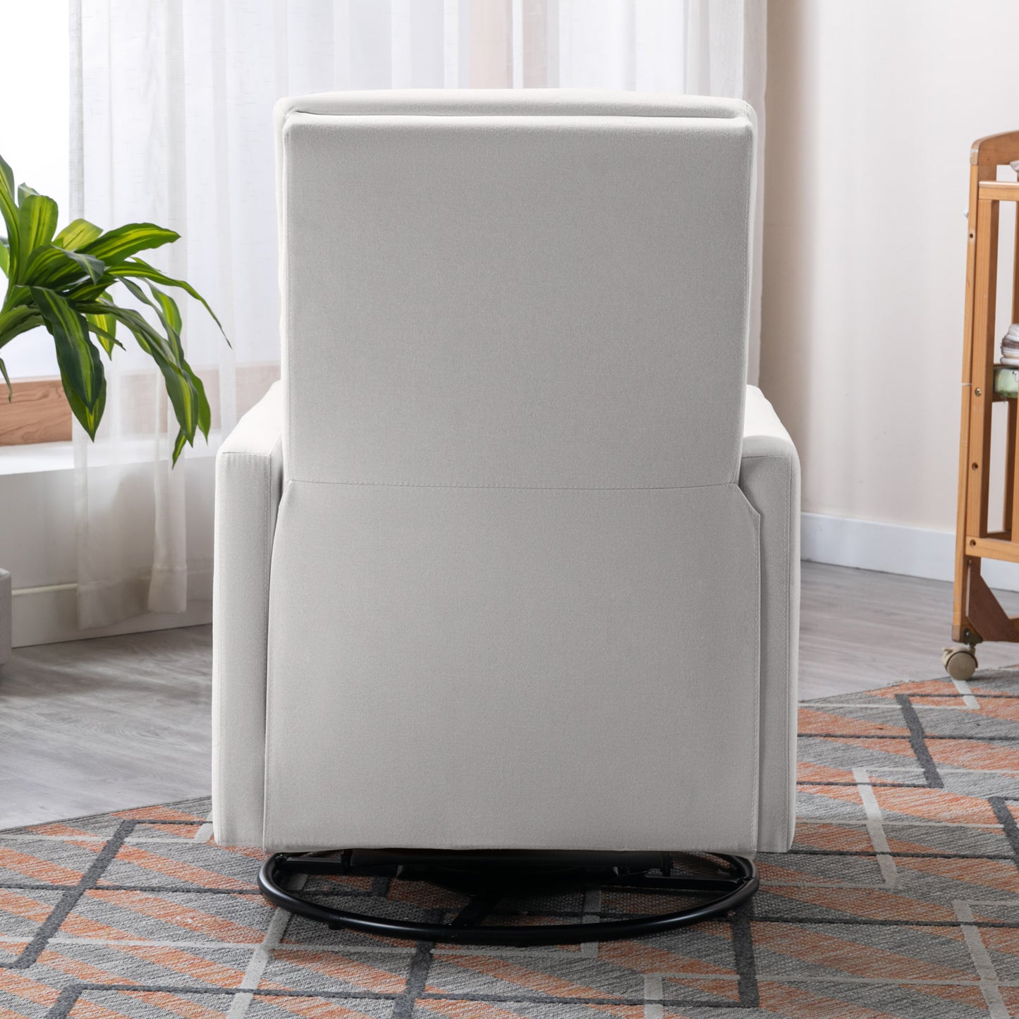 Swivel Reclining Nursery Chair with Modern Beige Upholstery