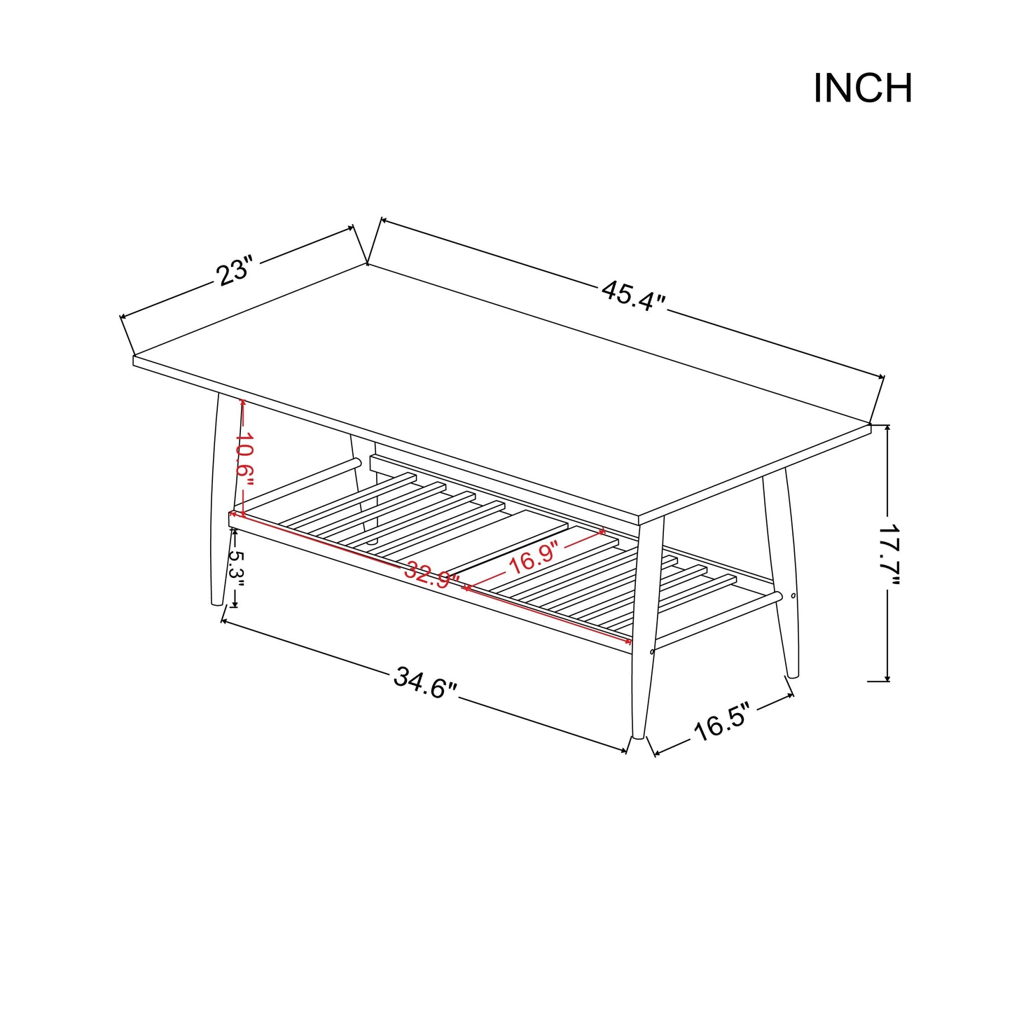 45.4” Sleek Metal Coffee Table