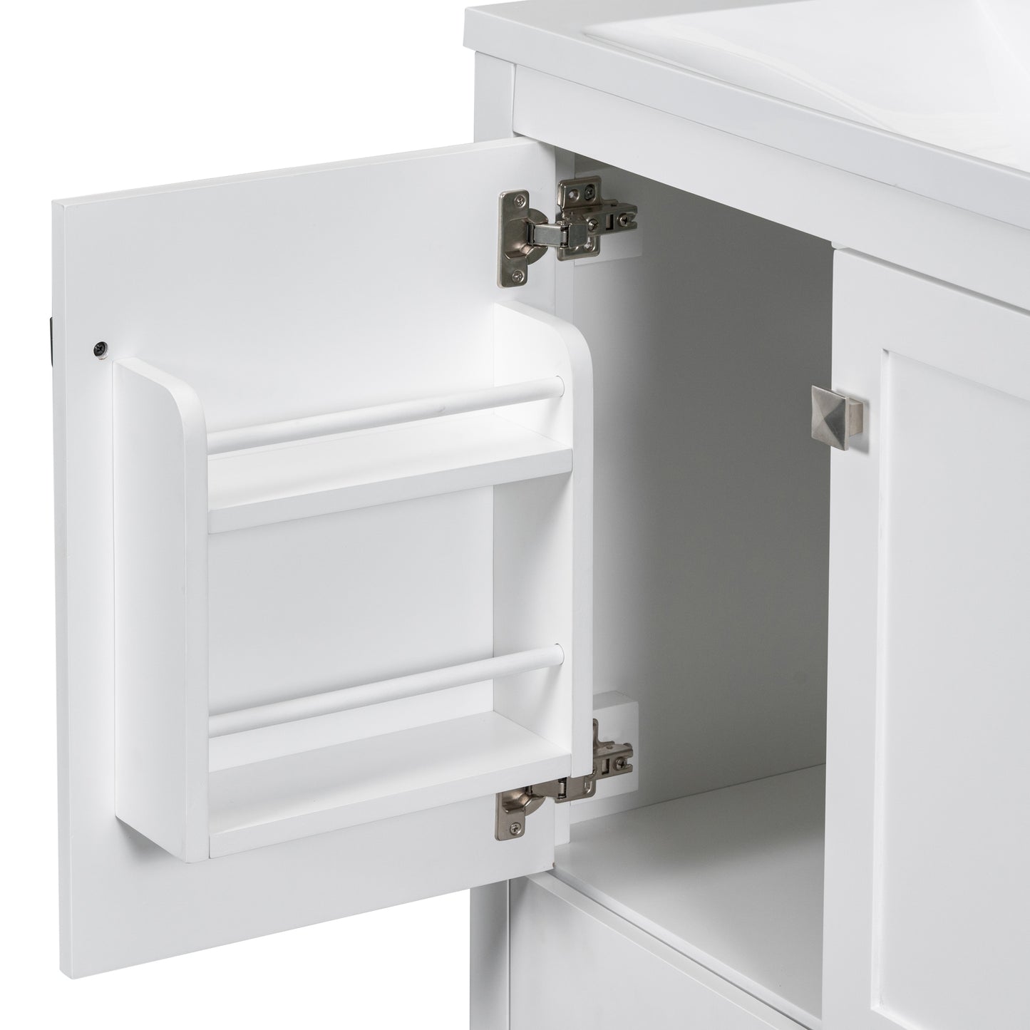 30" White Bathroom Vanity with Single Sink, Combo Cabinet Undermount Sink, Bathroom Storage Cabinet with 2 Doors and a Drawer, Soft Closing, Multifunctional Storage, Solid Wood Frame