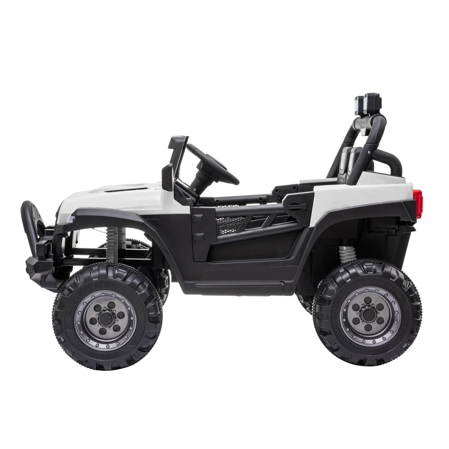 Electric Off-Road Vehicle for Kids, Remote Control Ride On Car, White with Lights and Music