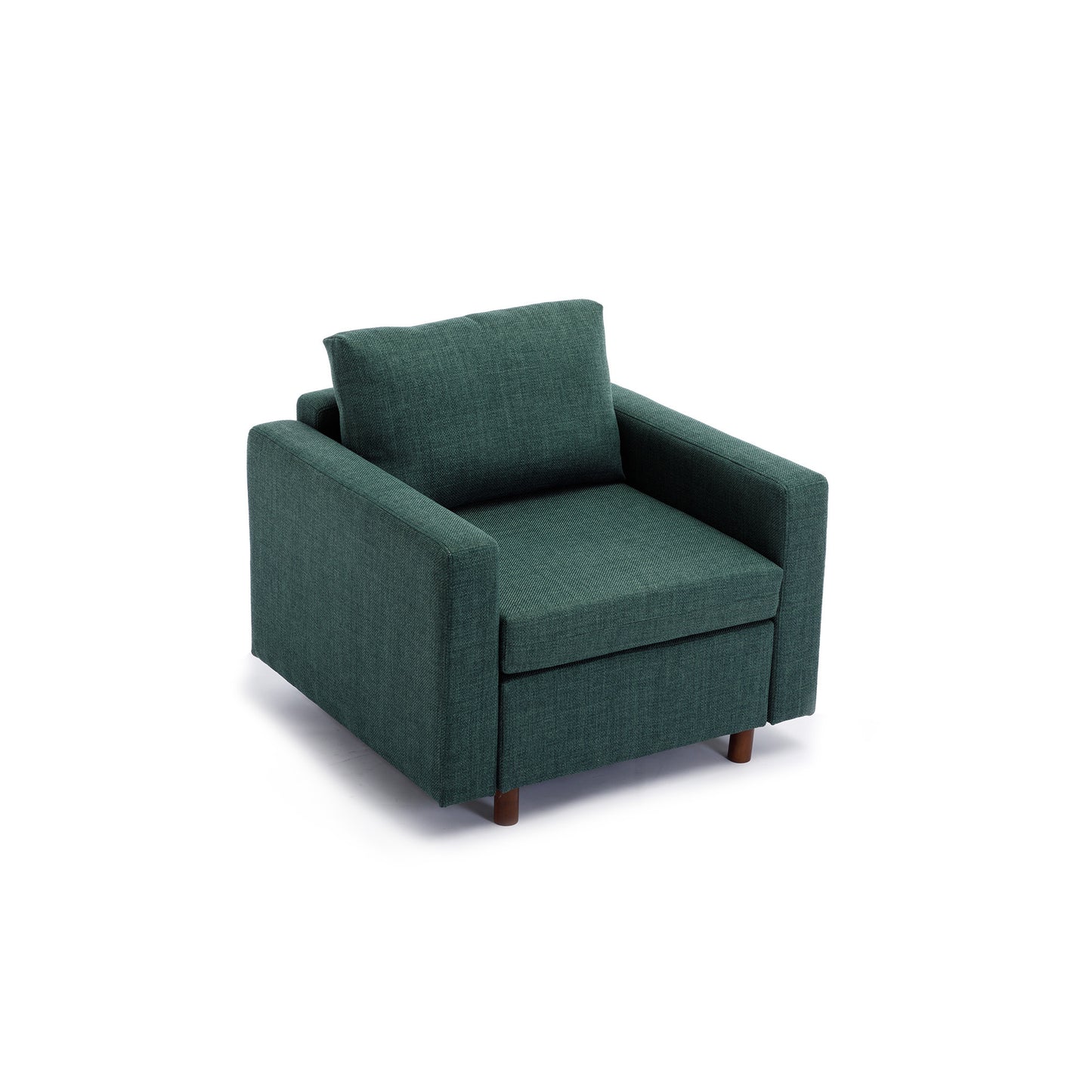 Modular Green Sectional Sofa Set with Ottoman and High-Quality Linen Fabric