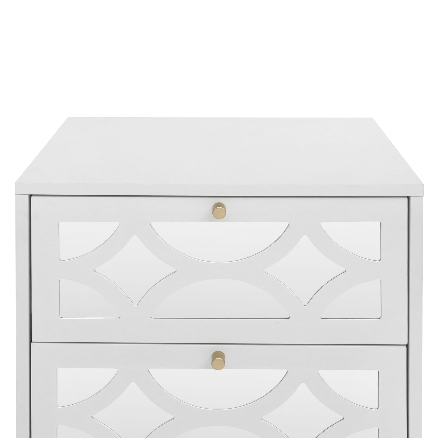 2 drawer nightstand,Small Bedside Table with 2 Drawers,White Mirrored Nightstand,with Gold Legs, Side Table with Storage for Bedroom, Living Room