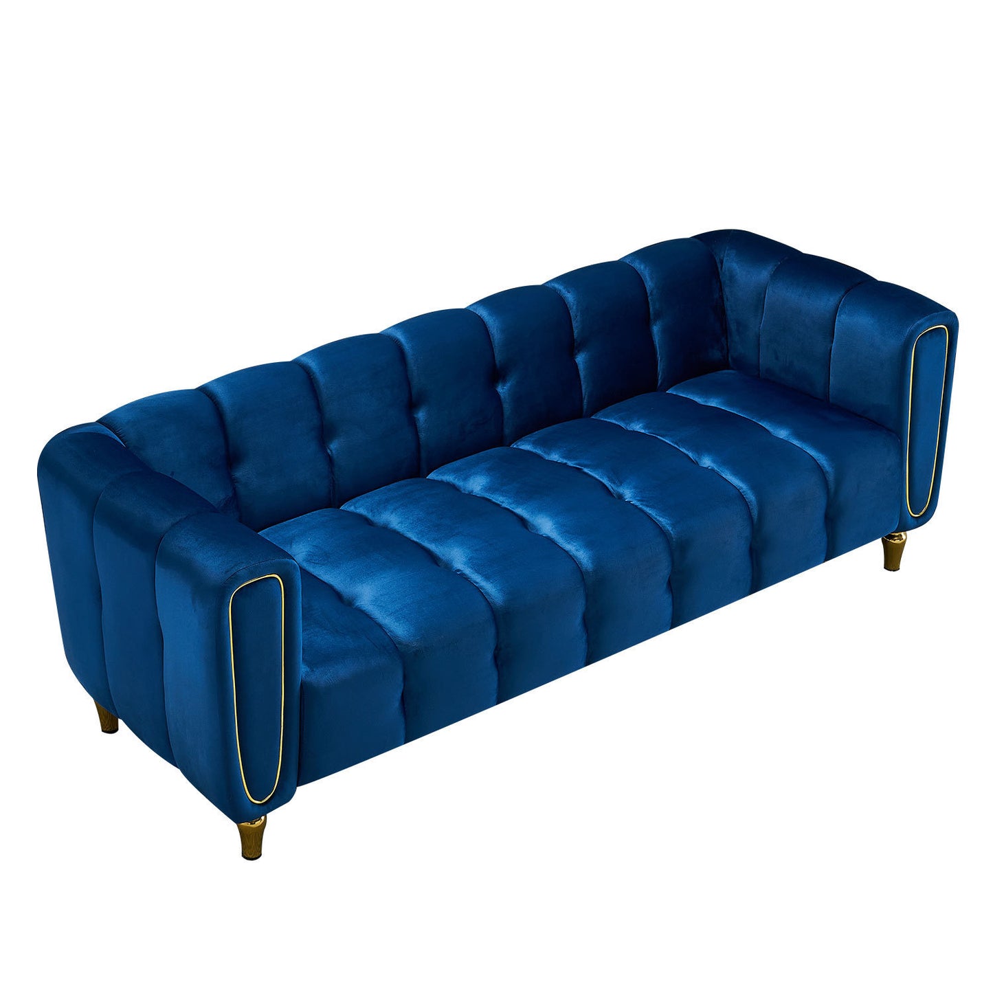 Modern Velvet Sofa 83.07 inch for Living Room Blue Color