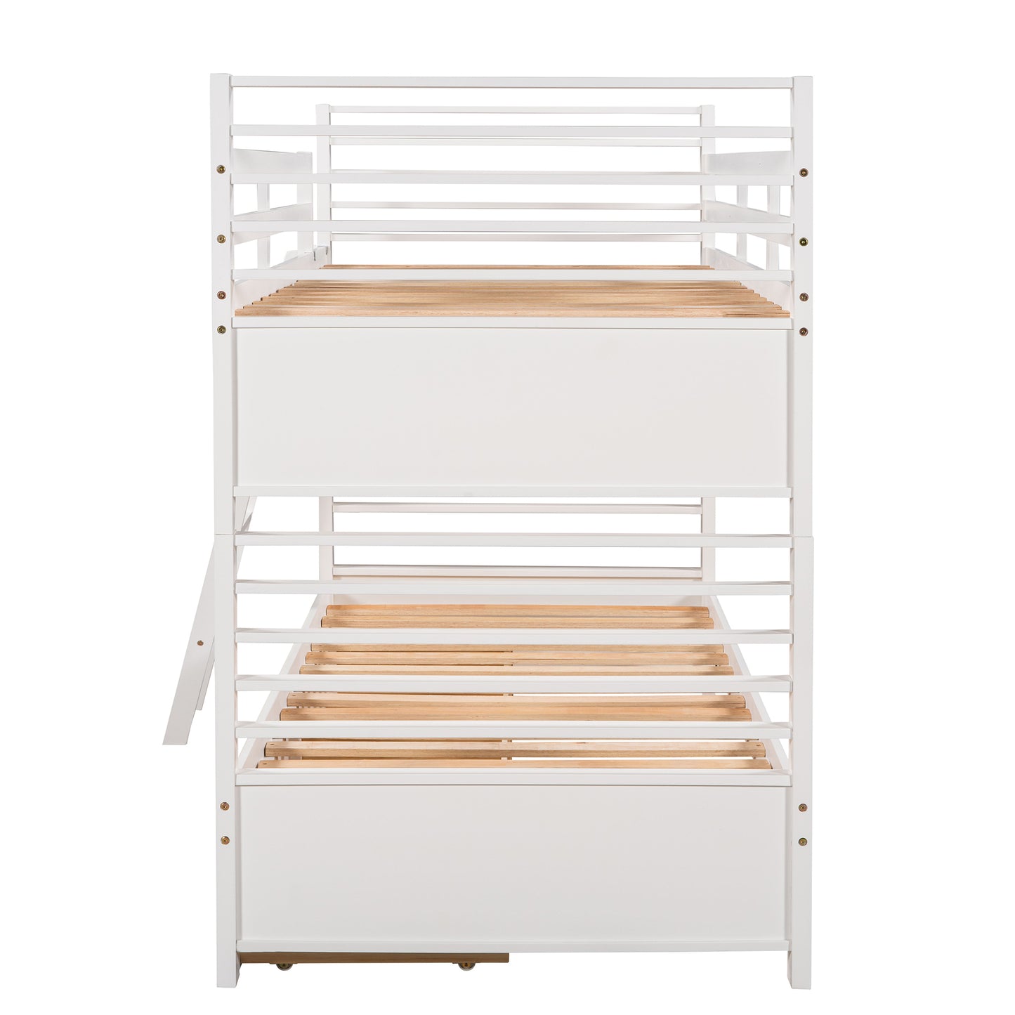 White Twin Bunk Bed with Two Underbed Drawers for Space-Saving Sleepovers