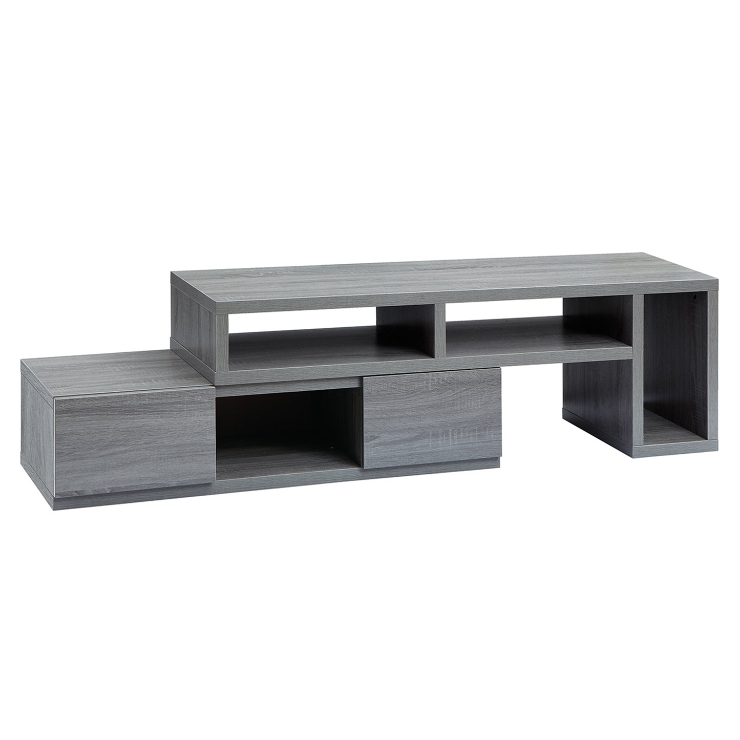 Adjustable Grey Solid Wood TV Stand Console for TVs Up to 65