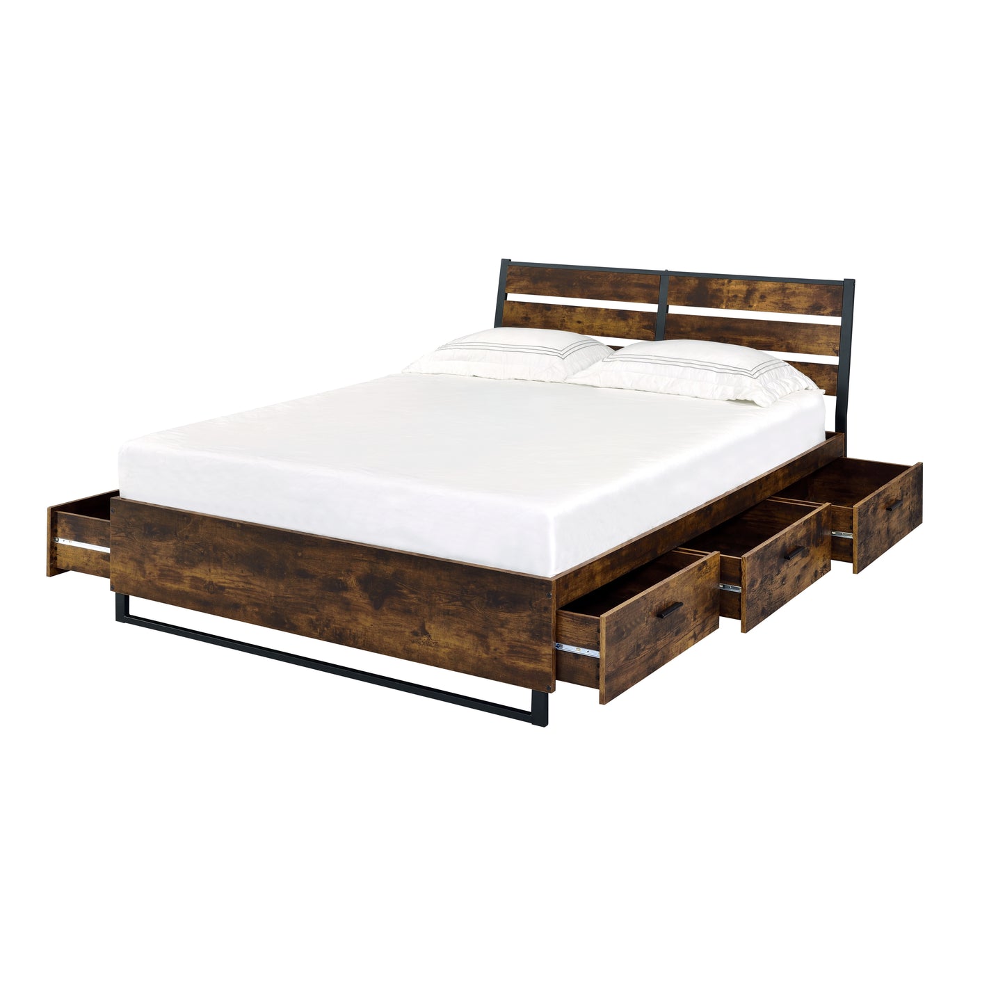 Juvanth Eastern King Bed W/Storage in Rustic Oak & Black Finish 24257EK