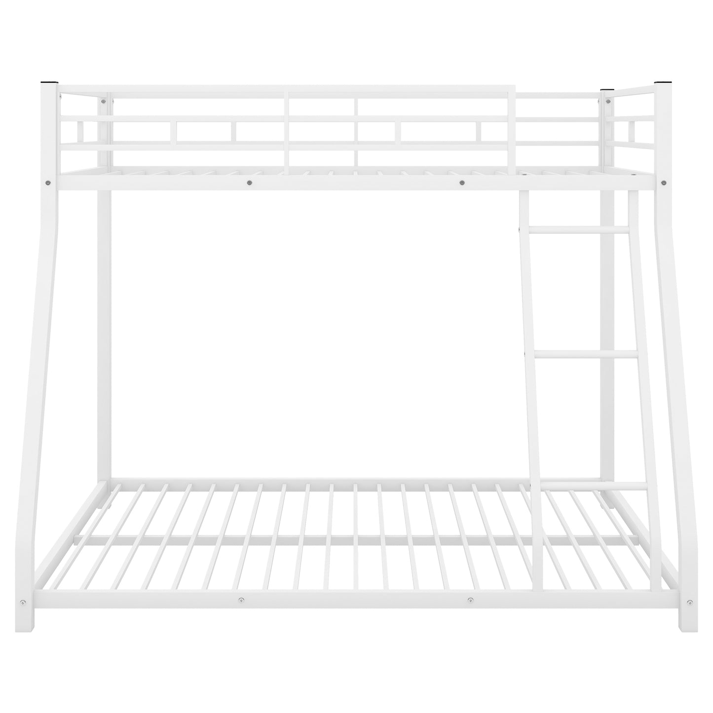 White Metal Bunk Bed with Sloping Stairs for Twin over Full Size