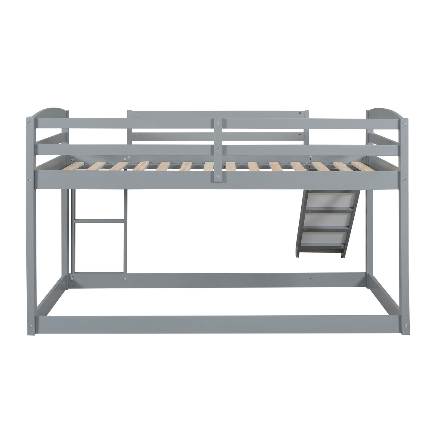 Convertible Gray Twin Bunk Bed with Slide, Ladder, and Playful Design