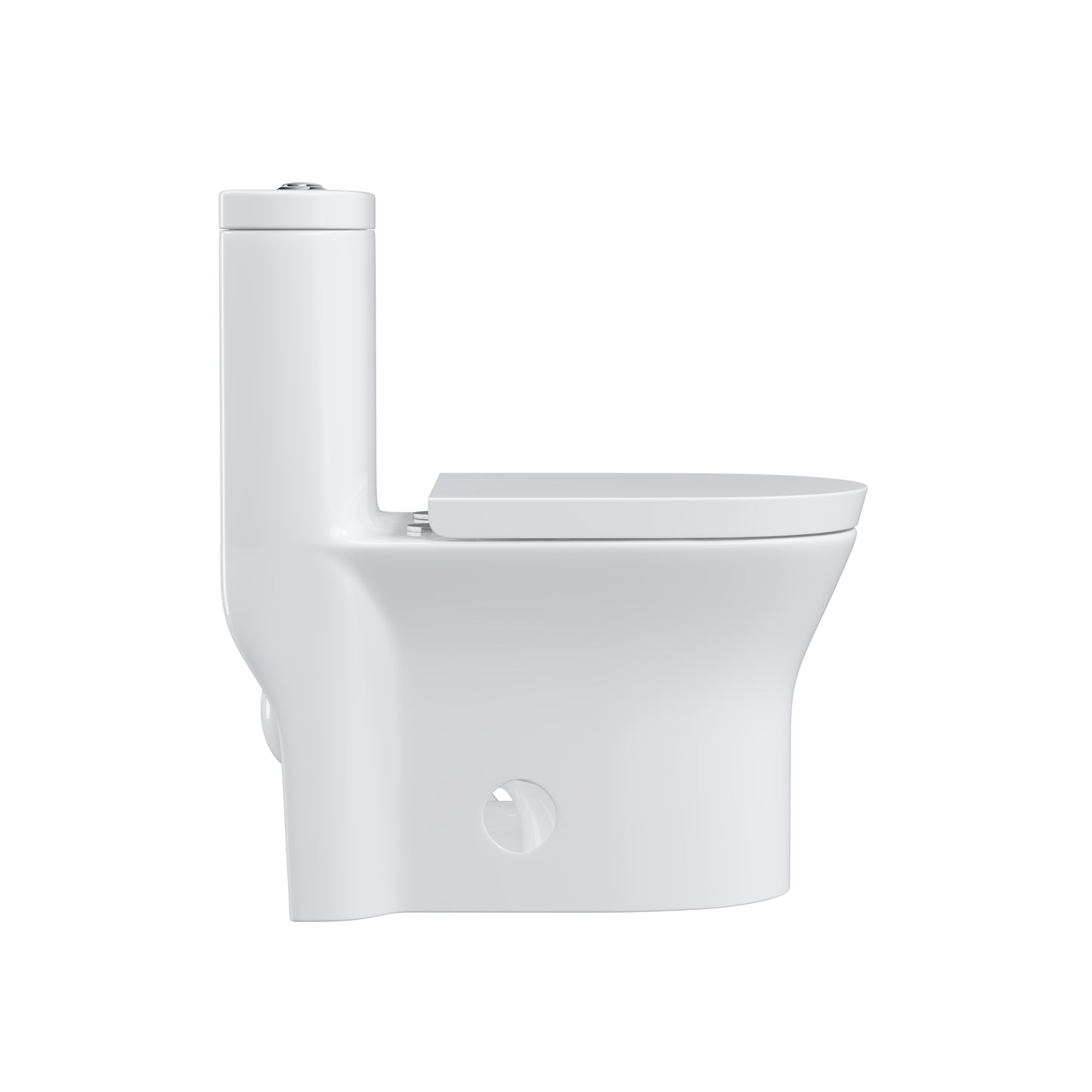 Dual Flush Elongated Standard One Piece Toilet with Comfortable Seat Height, Soft Close Seat Cover, High-Efficiency Supply, and White Finish Toilet Bowl (White Toilet)