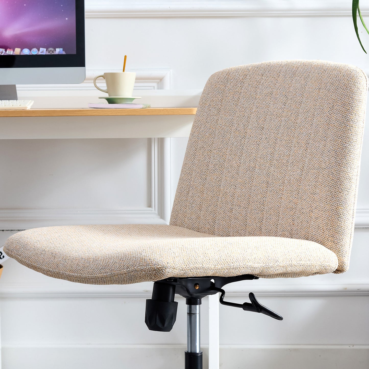 Fabric Material Home Computer Chair Office Chair Adjustable 360 ° Swivel Cushion Chair With Black Foot Swivel Chair Makeup Chair Study Desk Chair No Wheels