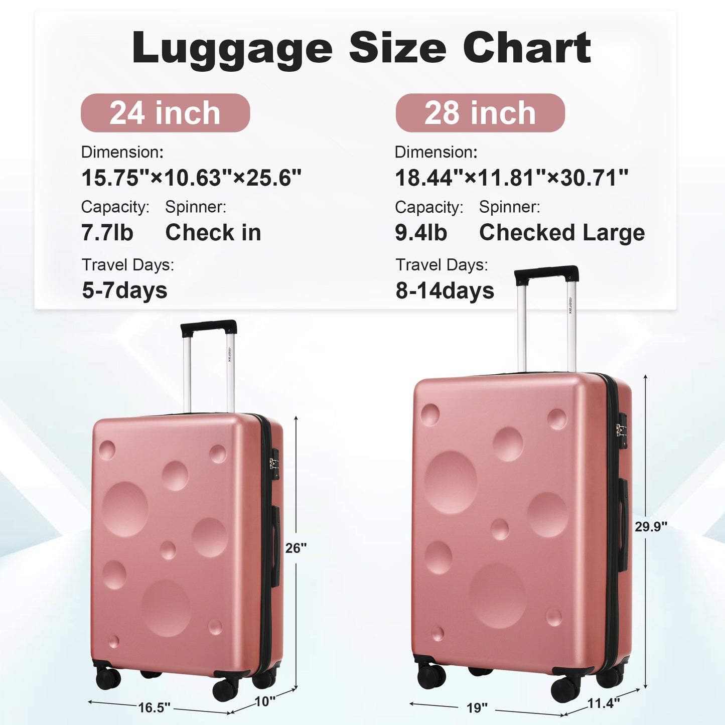 Hardshell Luggage Sets 2 Pieces 24"+28" Expandable Luggages Spinner Suitcase with TSA Lock Lightweight