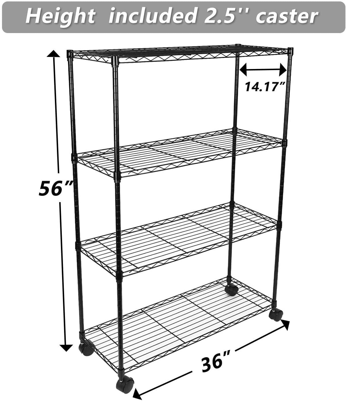 Simple Deluxe 4-Tier Heavy Duty Storage Shelving Unit ,Black,36Lx14Wx54H inch, 1 Pack