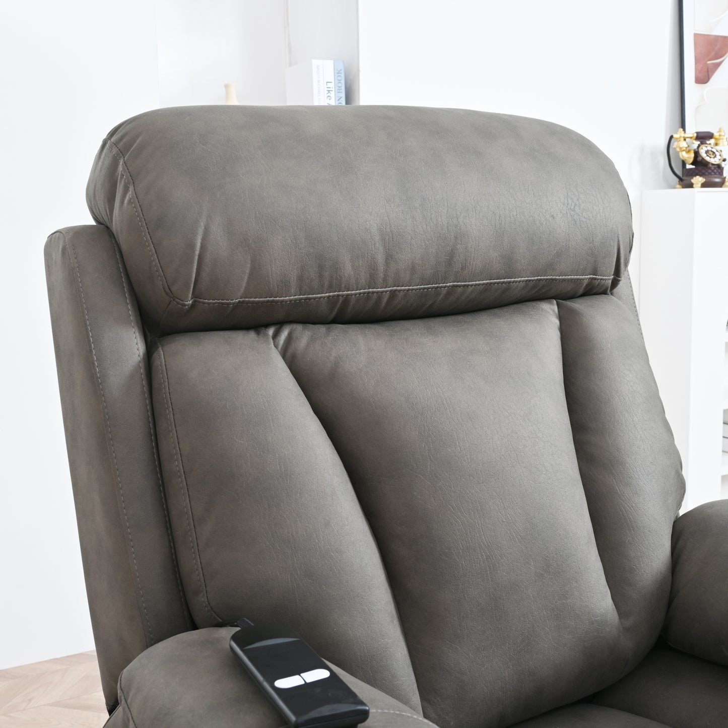 Elderly Power Lift Recliner Chair with Remote Control, Dark Gray Fabric