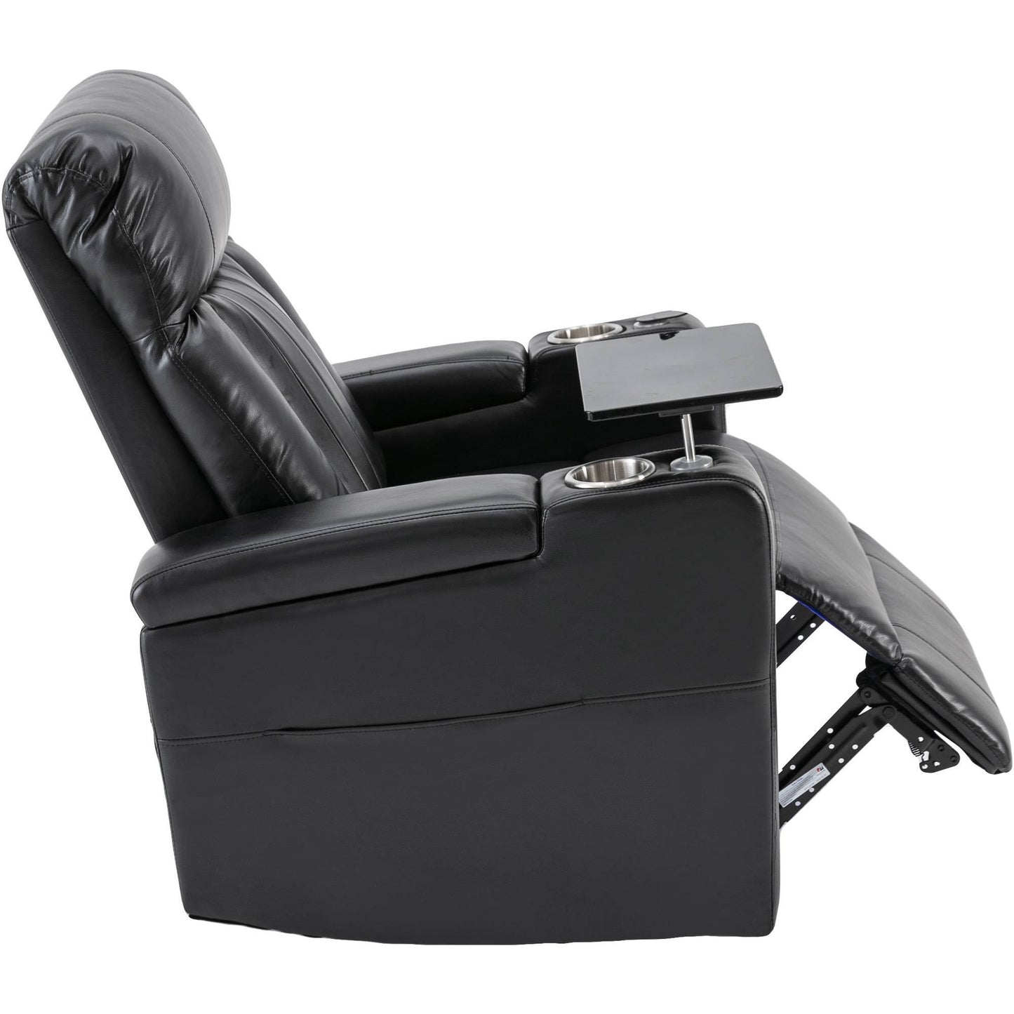 Ultimate Comfort Power Recliner with Storage Arms and Swivel Tray Table, Black