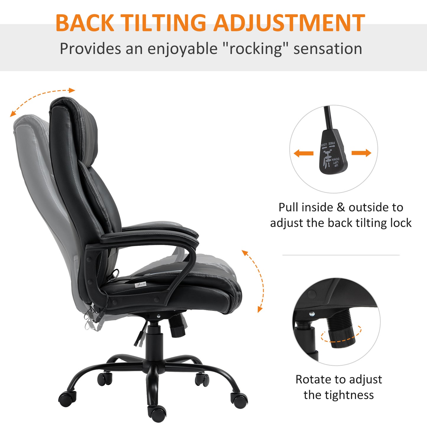 Vinsetto Ergonomic Massage Office Chair, High Back Executive Desk Chair with 6-Point Vibration, Adjustable Height, Swivel Seat and Rocking Function, Black