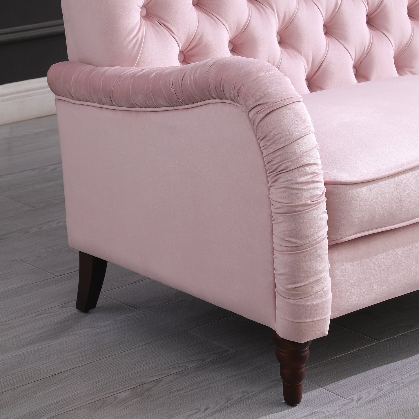 Pink Velvet Chesterfield 2-Seater Modern Sofa