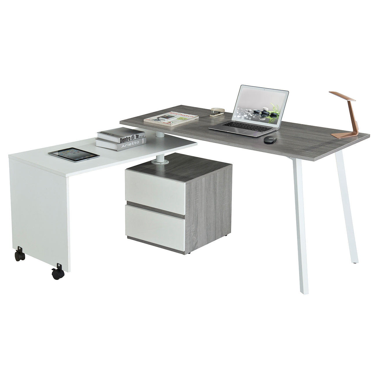 Rotating Grey Workspace Desk by Techni Mobili