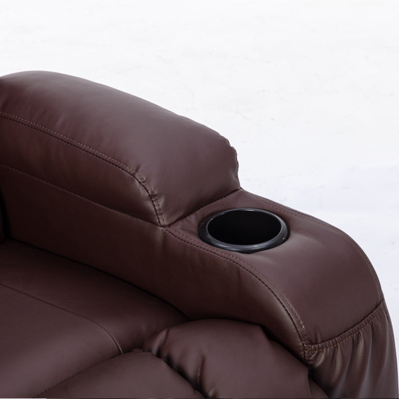 Ultimate Comfort Brown PU Recliner Chair with Eight-Point Massager and Heat Function