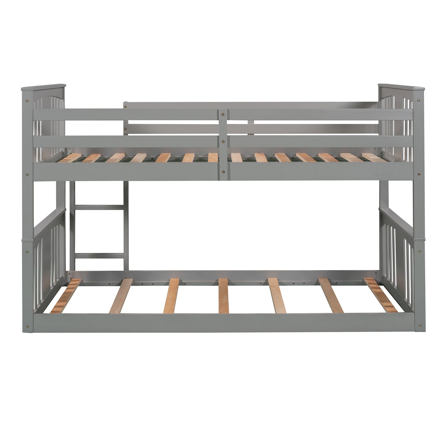 Gray Twin Bunk Bed with Built-in Ladder