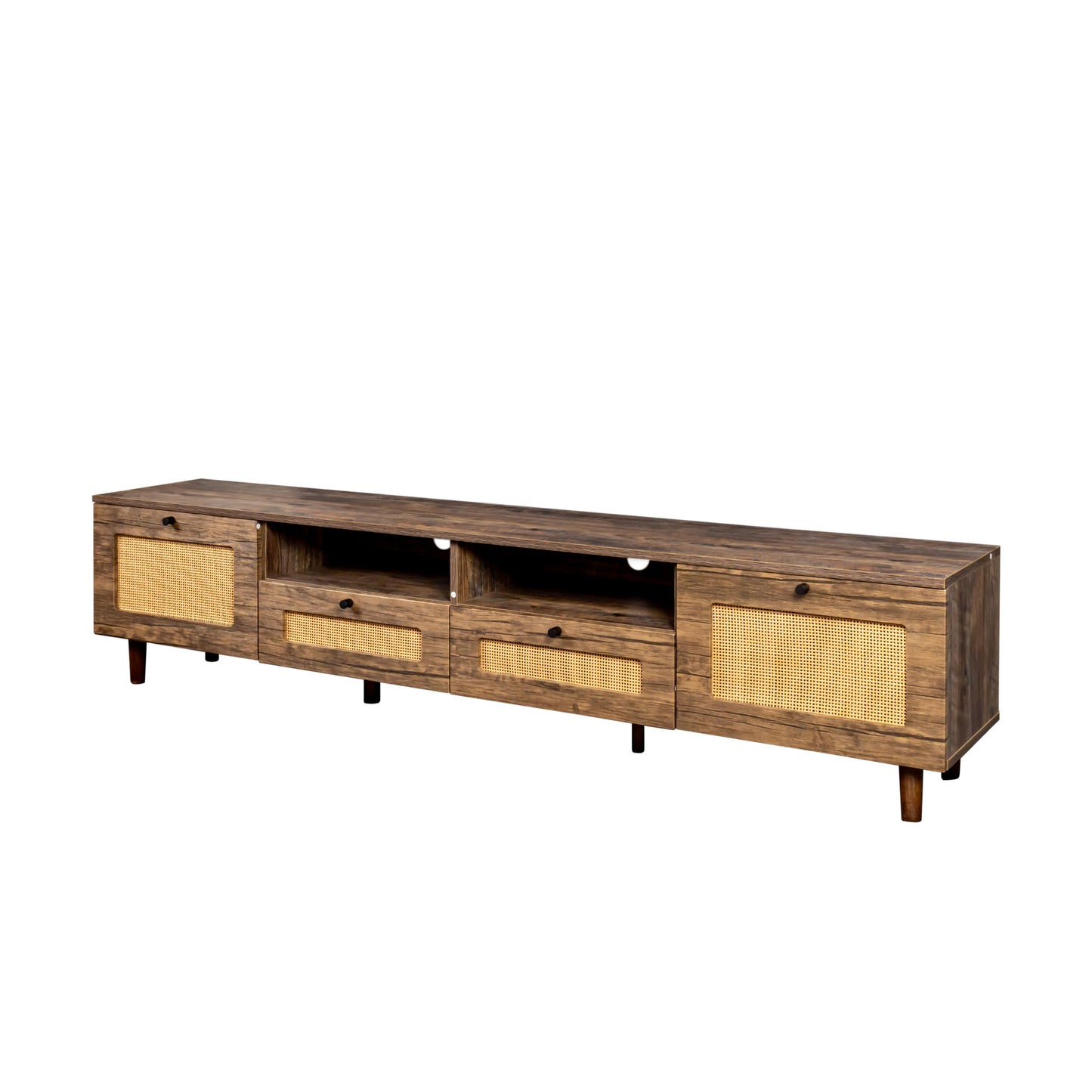 Rustic TV Stand with 2 Doors and 2 Open Shelves