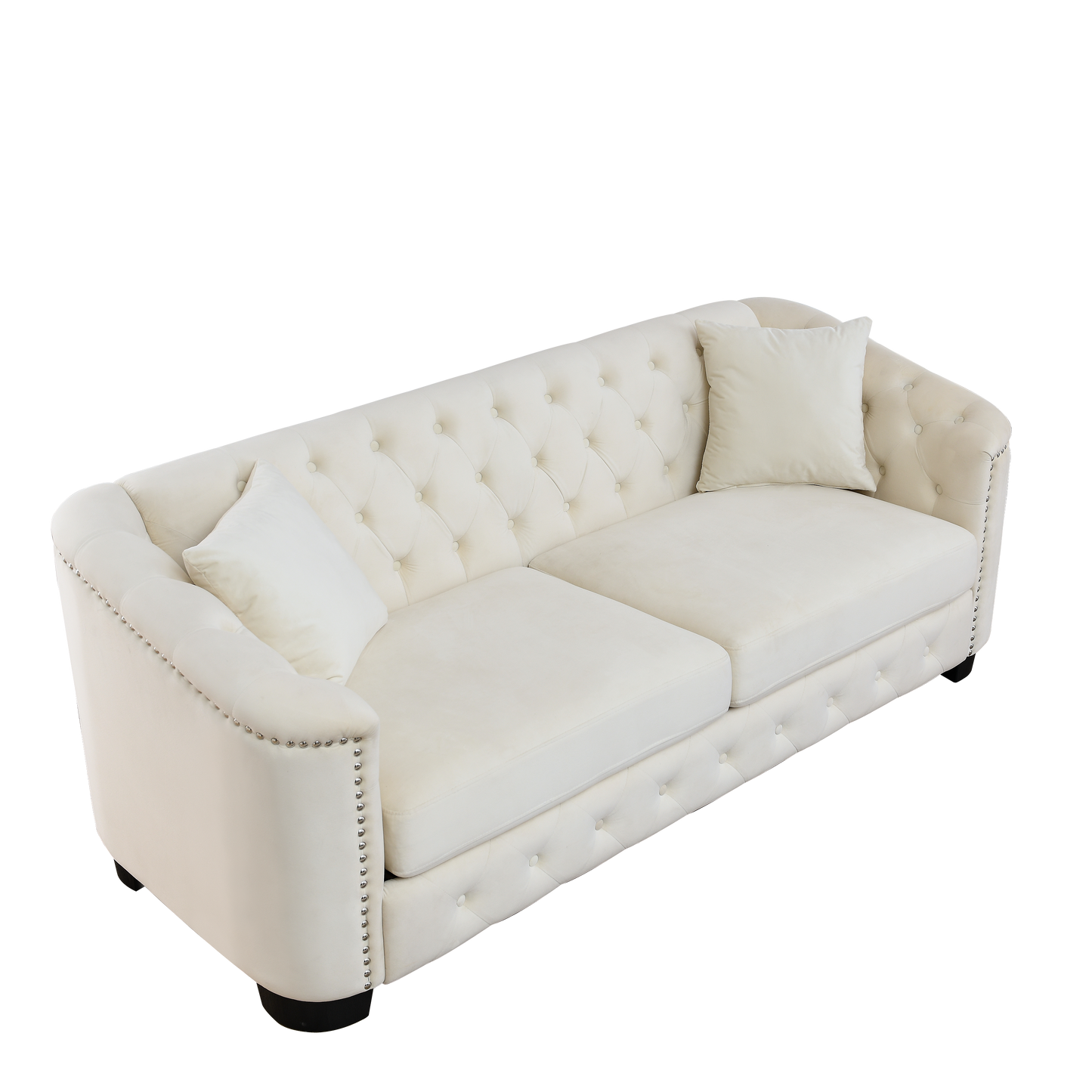 Luxurious Velvet Beige 3-Seater and 2-Seater Combination Sofa