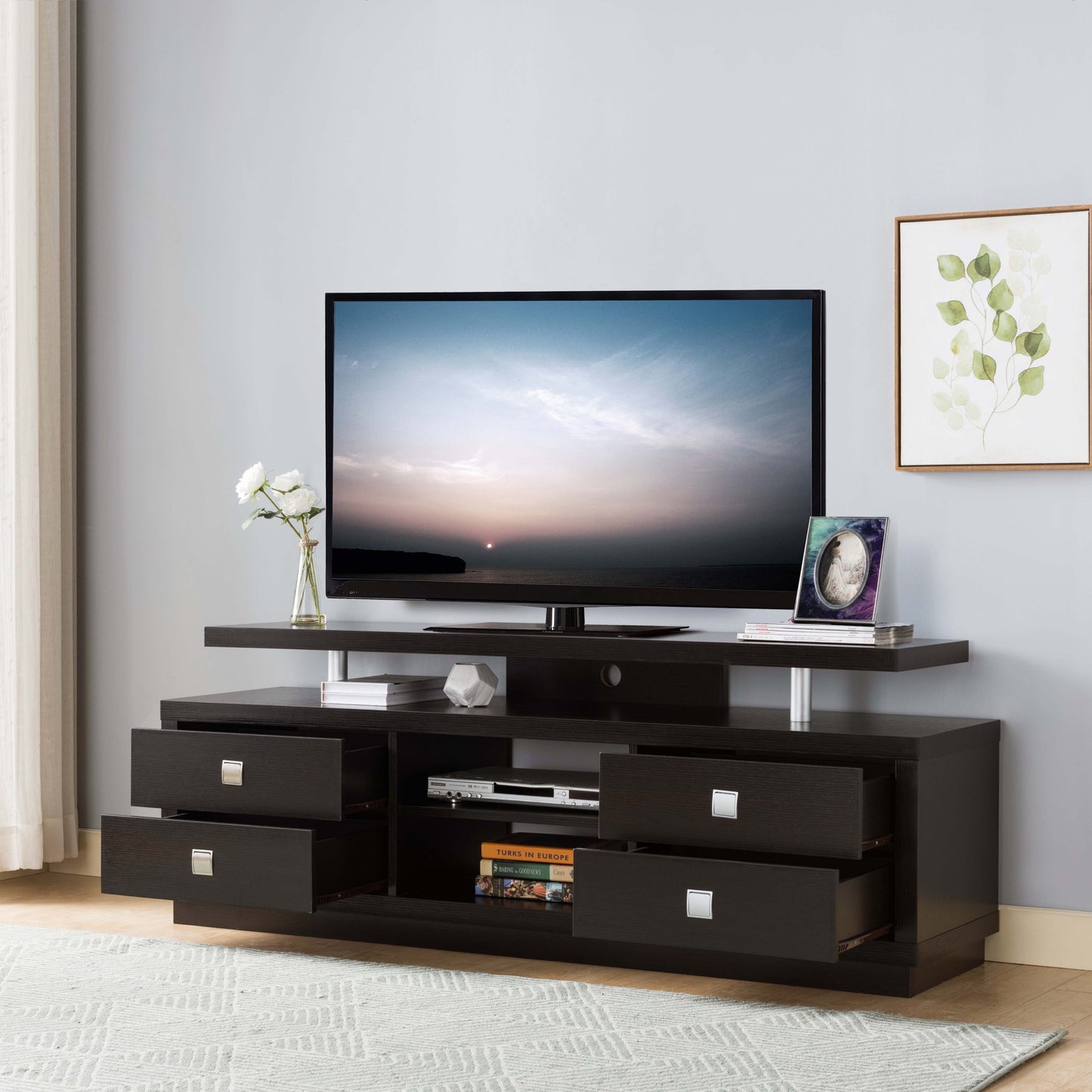 Red Cocoa TV Stand with Spacious Storage Options