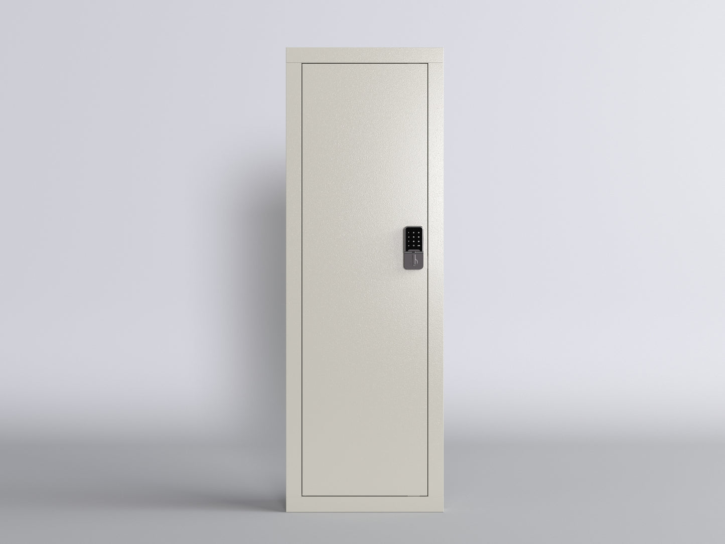 White Wall-Mounted Gun Safe with Digital Keypad and Hidden Storage