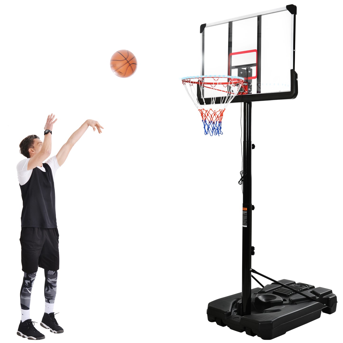 Portable Basketball Hoop Basketball System 6.6-10ft Height Adjustment for Youth Adults LED Basketball Hoop Lights, Colorful lights, Waterproof，Super Bright to Play at Night Outdoors,Good Gift for Kids