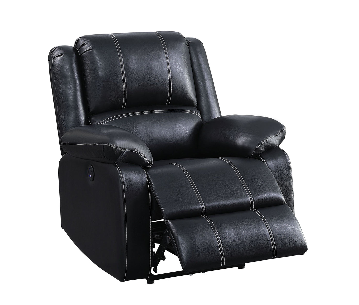 Black Synthetic Leather Zuriel Power Recliner with USB Port