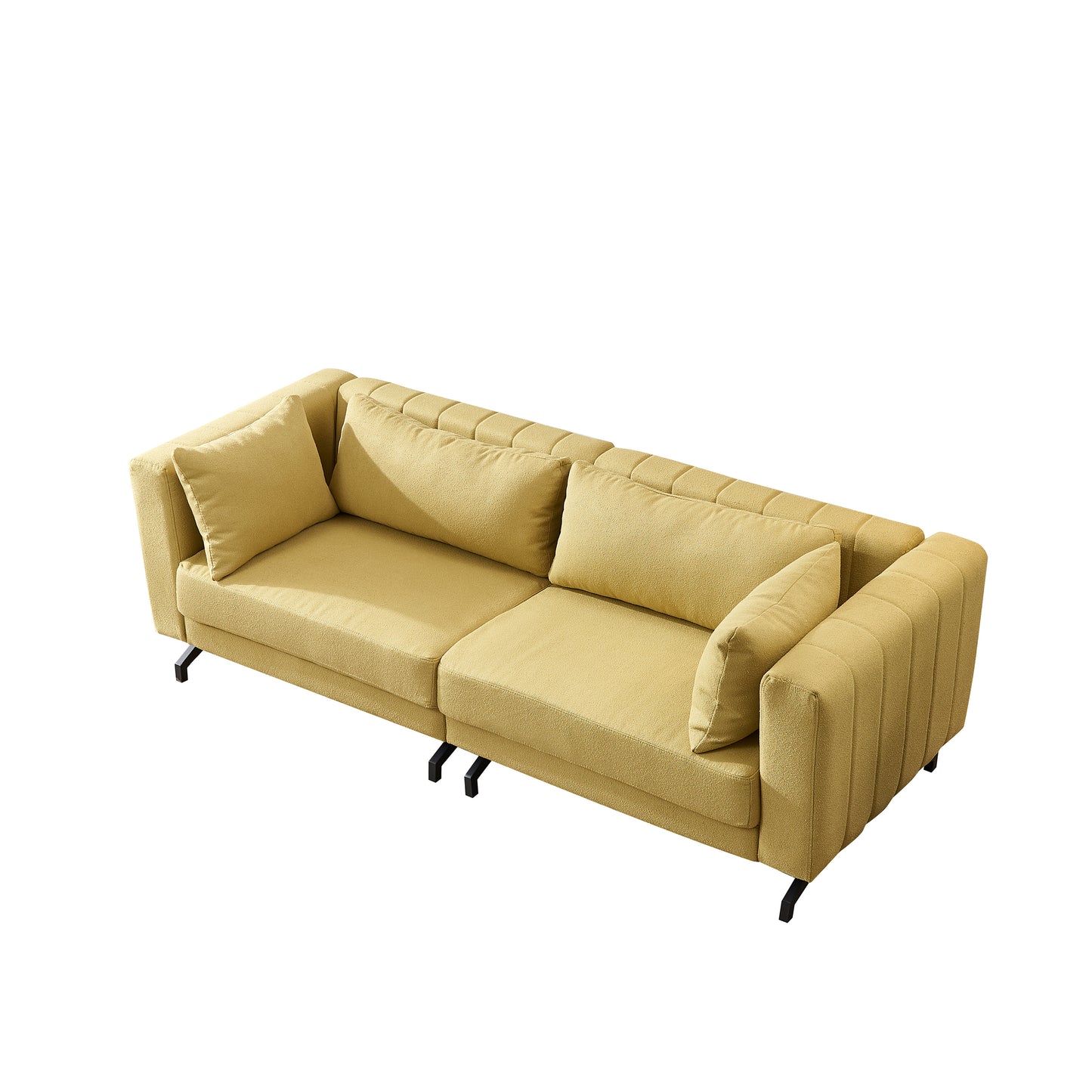 Living  Room  Sofa Couch with Metal Legs Yellow Fabric