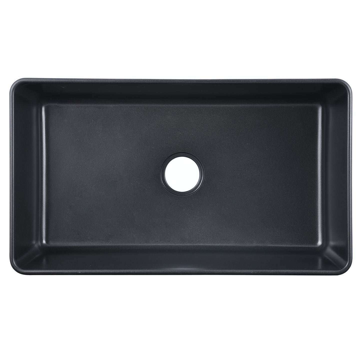 Modern Matte Black Farmhouse Kitchen Sink With Quartz Construction