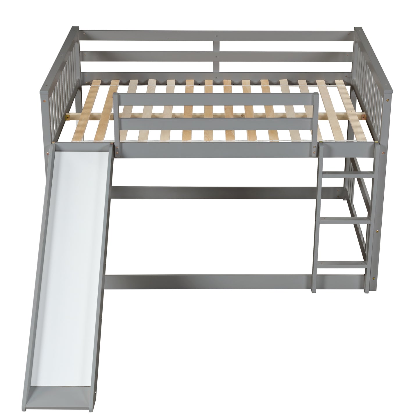 Grey Bunk Bed with Slide, Ladder, and Modern Design